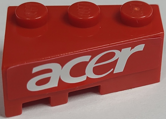 Wedge 3 x 2 Right with White 'ACER' on Red Background Pattern (Sticker) - Set 8157