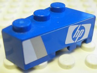 Wedge 3 x 2 Left with 'HP' Logo and Silver and White Stripes Pattern (Sticker) - Set 8374