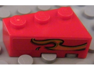 Wedge 3 x 2 Left with Orange Flame Pattern Model Right Side (Sticker) - Set 8484