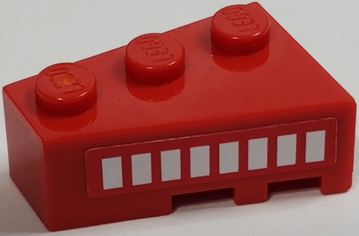 Wedge 3 x 2 Left with 8 White Stripes on Red Background Pattern (Sticker) - Set 2556