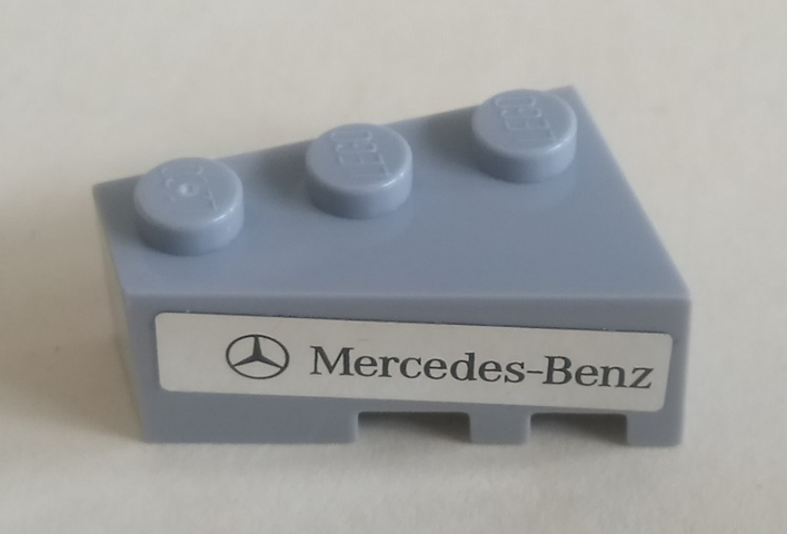 Wedge 3 x 2 Left with Mercedes-Benz Logo and 'Mercedes-Benz' on Silver Mirrored Background Pattern (Sticker) - Set 75911