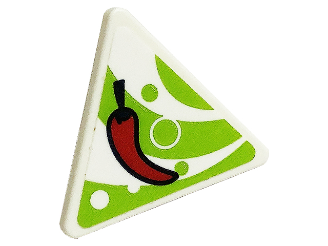 Road Sign 2 x 2 Triangle with Open O Clip with Red Chili Pepper on Lime Curved Stripes Pattern (Sticker) - Set 41701