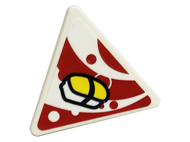 Road Sign 2 x 2 Triangle with Open O Clip with Sushi on Red Curved Stripes Pattern (Sticker) - Set 41701
