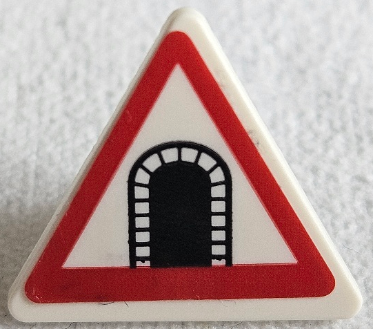 Road Sign 2 x 2 Triangle with Open O Clip with Black Tunnel Pattern (Sticker) - Set 77012