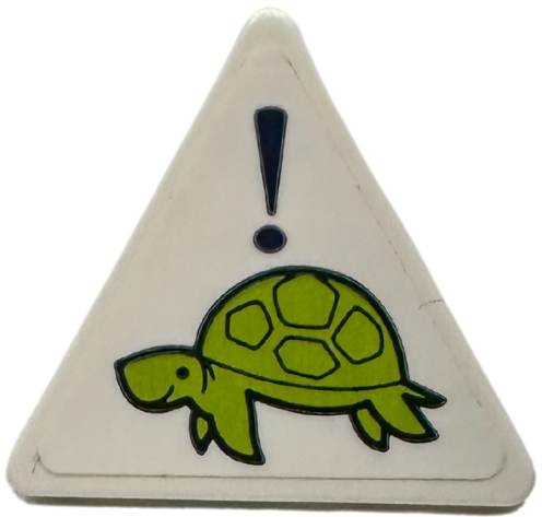 Road Sign 2 x 2 Triangle with Open O Clip with Lime Turtle and Exclamation Mark Pattern (Sticker) - Set 41446