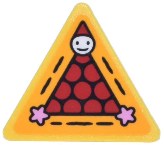 Road Sign 2 x 2 Triangle with Open O Clip with White Smiley Face, Red Circles (Bon-Bons) and Bright Pink Stars Pattern (Sticker) - Set 76457