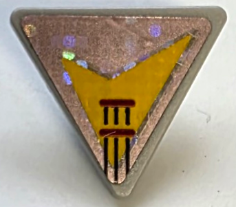 Road Sign 2 x 2 Triangle with Open O Clip with Gold and Silver Holographic Mirrored Guitar with Black Strings Pattern (Sticker) - Set 41258