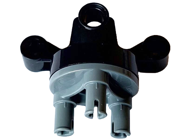 Technic, Steering Axle with 2 Pin Holes and 2 Arms with Axle Holes without Slots (Reinforced) with Dark Bluish Gray Wheel Hub 3 Pins Round (65766 / 92909)