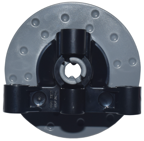 Technic, Steering Axle with 2 Pin Holes and 2 Arms with Axle Holes without Slots (Reinforced) with Dark Bluish Gray Brake Rotor 3 Pin Holes Round (65766 / 35189)
