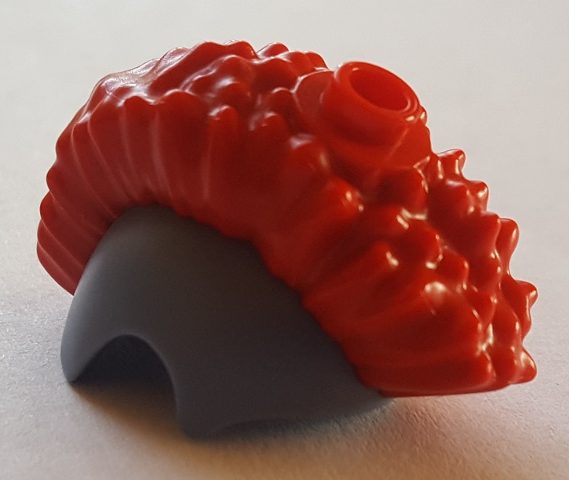 Minifigure, Hair Trolls, Hair Combo, Hat with Hair, Skull Cap with Red Mohawk