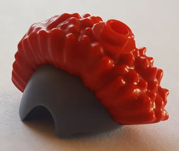 Minifigure, Hair Trolls, Hair Combo, Hat with Hair, Skull Cap with Red Mohawk