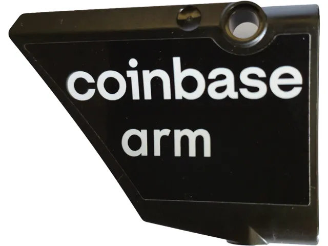 Technic, Panel Inverted Fairing #42 Large Short Smooth, Side A with White 'coinbase' and 'arm' Pattern (Sticker) - Set 42240