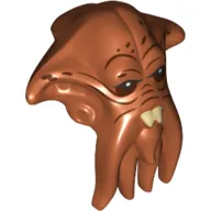 Minifigure, Head, Modified SW Quarren with Black Eyes, White Pupils, Reddish Brown Wrinkles, and Tan Teeth Pattern