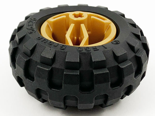 Wheel 30.4mm D. x 20mm with Center Axle Holes Motorcycle and Black Tire 56 x 26 Balloon (66155 / 55976)