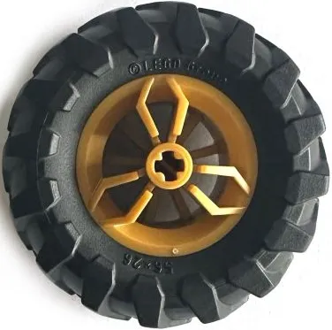Wheel 30.4mm D. x 20mm with Center Axle Holes Motorcycle with Black Tire 56 x 26 Tractor (66155 / 70695)