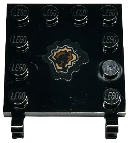 Tile, Modified 4 x 4 with Studs on Edges and 2 Open O Clips (Horizontal Grip) with Dark Tan and Reddish Brown Tear Pattern Side A (Sticker) - Set 76421