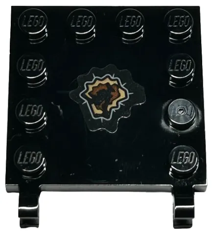 Tile, Modified 4 x 4 with Studs on Edges and 2 Open O Clips (Horizontal Grip) with Dark Tan and Reddish Brown Tear Pattern Side A (Sticker) - Set 76421