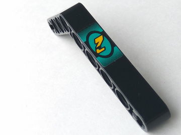 Technic, Liftarm, Modified Bent Thick 1 x 9 (6 - 4) with Yellow Number 2 on Dark Turquoise Pattern (Sticker) - Set 8202