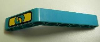 Technic, Liftarm, Modified Bent Thick 1 x 9 (6 - 4) with Yellow Number 5 on Dark Turquoise and Yellow Background Pattern (Sticker) - Set 8245