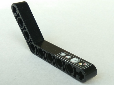 Technic, Liftarm, Modified Bent Thick 1 x 9 (6 - 4) with Light Gray Border, Buttons and Gauges Pattern (Sticker) - Set 8226
