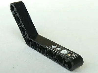 Technic, Liftarm, Modified Bent Thick 1 x 9 (6 - 4) with Light Gray Border, Buttons and Gauges Pattern (Sticker) - Set 8226