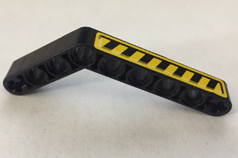 Technic, Liftarm, Modified Bent Thick 1 x 9 (6 - 4) with Black and Yellow Danger Stripes Pattern Model Left Side (Sticker) - Set 8446