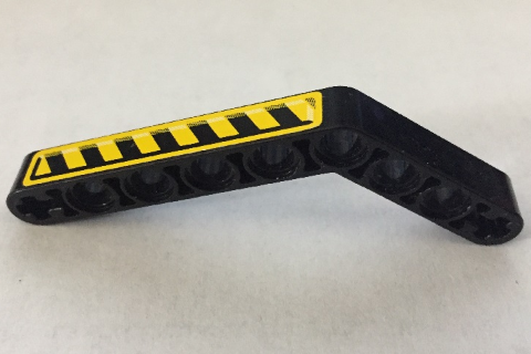 Technic, Liftarm, Modified Bent Thick 1 x 9 (6 - 4) with Black and Yellow Danger Stripes Pattern Model Right Side (Sticker) - Set 8446