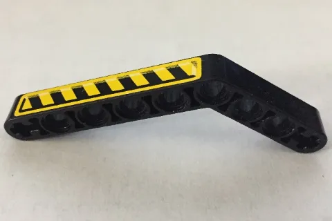 Technic, Liftarm, Modified Bent Thick 1 x 9 (6 - 4) with Black and Yellow Danger Stripes Pattern Model Right Side (Sticker) - Set 8446
