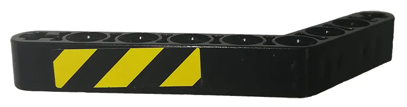 Technic, Liftarm, Modified Bent Thick 1 x 9 (6 - 4) with Black and Yellow Danger Stripes Pattern Model Right Side (Sticker) - Set 9397