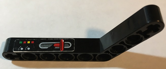 Technic, Liftarm, Modified Bent Thick 1 x 9 (6 - 4) with Red Lever and Six Buttons Pattern Model Right Side (Sticker) - Set 8253