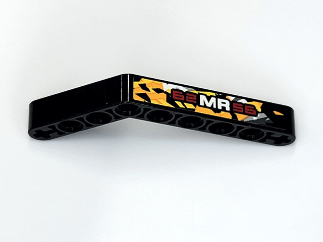 Technic, Liftarm, Modified Bent Thick 1 x 9 (6 - 4) with Dark Red and White '62MR56', on Stone Background Pattern (Sticker) - Set 42069