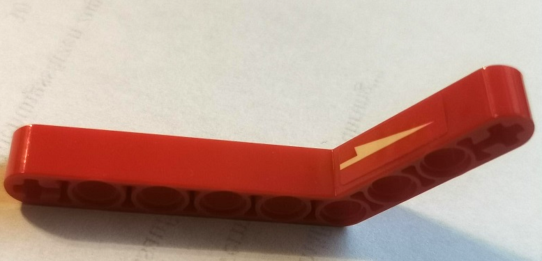 Technic, Liftarm, Modified Bent Thick 1 x 9 (6 - 4) with White Arrow Pattern Model Left Side (Sticker) - Set 42089