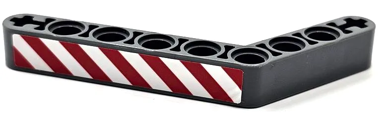 Technic, Liftarm, Modified Bent Thick 1 x 9 (6 - 4) with Red and White Danger Stripes Pattern Model Left Side (Sticker) - Set 42080