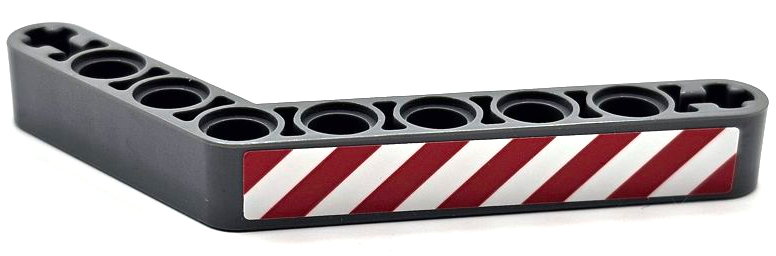 Technic, Liftarm, Modified Bent Thick 1 x 9 (6 - 4) with Red and White Danger Stripes Pattern Model Right Side (Sticker) - Set 42080