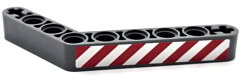 Technic, Liftarm, Modified Bent Thick 1 x 9 (6 - 4) with Red and White Danger Stripes Pattern Model Right Side (Sticker) - Set 42080