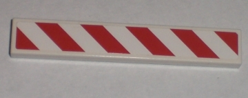 Tile 1 x 6 with Red and White Danger Stripes Pattern Left (Sticker) - Set 7592