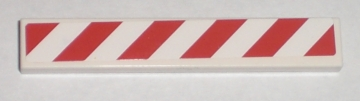 Tile 1 x 6 with Red and White Danger Stripes Pattern Right (Sticker) - Set 7592