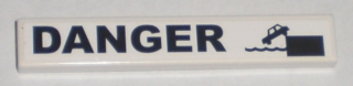 Tile 1 x 6 with Black 'DANGER' and Falling Car Pattern (Sticker) - Set 8196