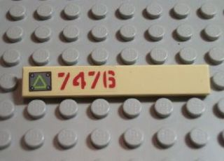 Tile 1 x 6 with Lime Triangle on Metal Plate and Dark Red '7476' Pattern Left (Sticker) - Set 7476