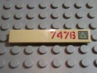 Tile 1 x 6 with Lime Triangle on Metal Plate and Dark Red '7476' Pattern Right (Sticker) - Set 7476