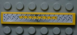 Tile 1 x 6 with Silver Tread Plate and Yellow Stripe Pattern (Sticker)- Set 8364