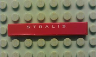 Tile 1 x 6 with White 'STRALIS' on Red Background Pattern (Sticker) - Set 8654