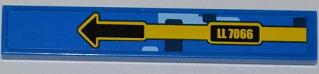 Tile 1 x 6 with Black Arrow and 'LL 7066' Pattern Model Left Side (Sticker) - Set 7066