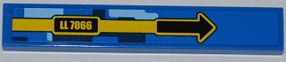 Tile 1 x 6 with Black Arrow and 'LL 7066' Pattern Model Right Side (Sticker) - Set 7066