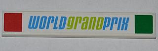 Tile 1 x 6 with Red and Green Squares and 'WORLD GRAND PRIX' Pattern (Sticker) - Set 8678