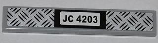Tile 1 x 6 with Tread Plate and 'JC 4203' Pattern (Sticker) - Set 4203