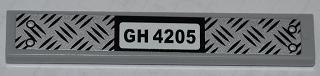 Tile 1 x 6 with Tread Plate and 'GH 4205' Pattern (Sticker) - Set 4205