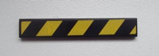 Tile 1 x 6 with Black and Yellow Danger Stripes Pattern (Sticker) - Set 9486