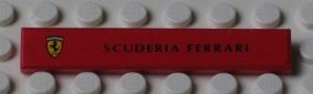 Tile 1 x 6 with Ferrari Logo Left and 'SCUDERIA FERRARI' Pattern (Sticker) - Set 8654