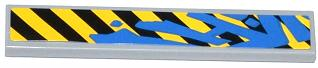 Tile 1 x 6 with Black and Yellow Danger Stripes and Blue Graffiti Tag Pattern (Sticker) - Set 70808